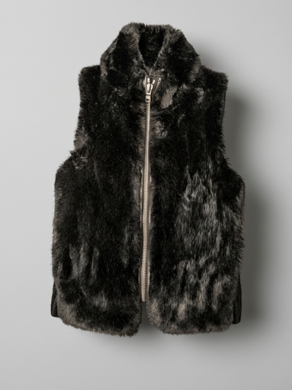Armani Exchange Black Faux Fur Ribbed Vest Size XS